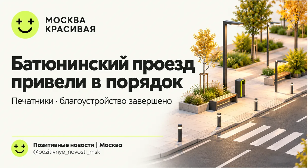 В Печатниках завершили благоустройство Батюнинского проезда